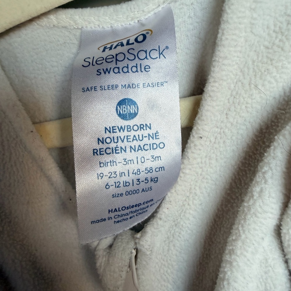 Halo SleepSack Swaddle White Fleece Newborn